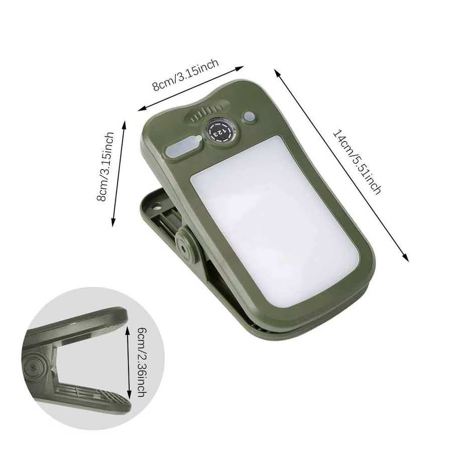 SHENZHITECH Solar-Camping-Clipleuchte in Weiß mit dimmbarer COB-LED und Monokristallinem Solarpanel - Bild 5