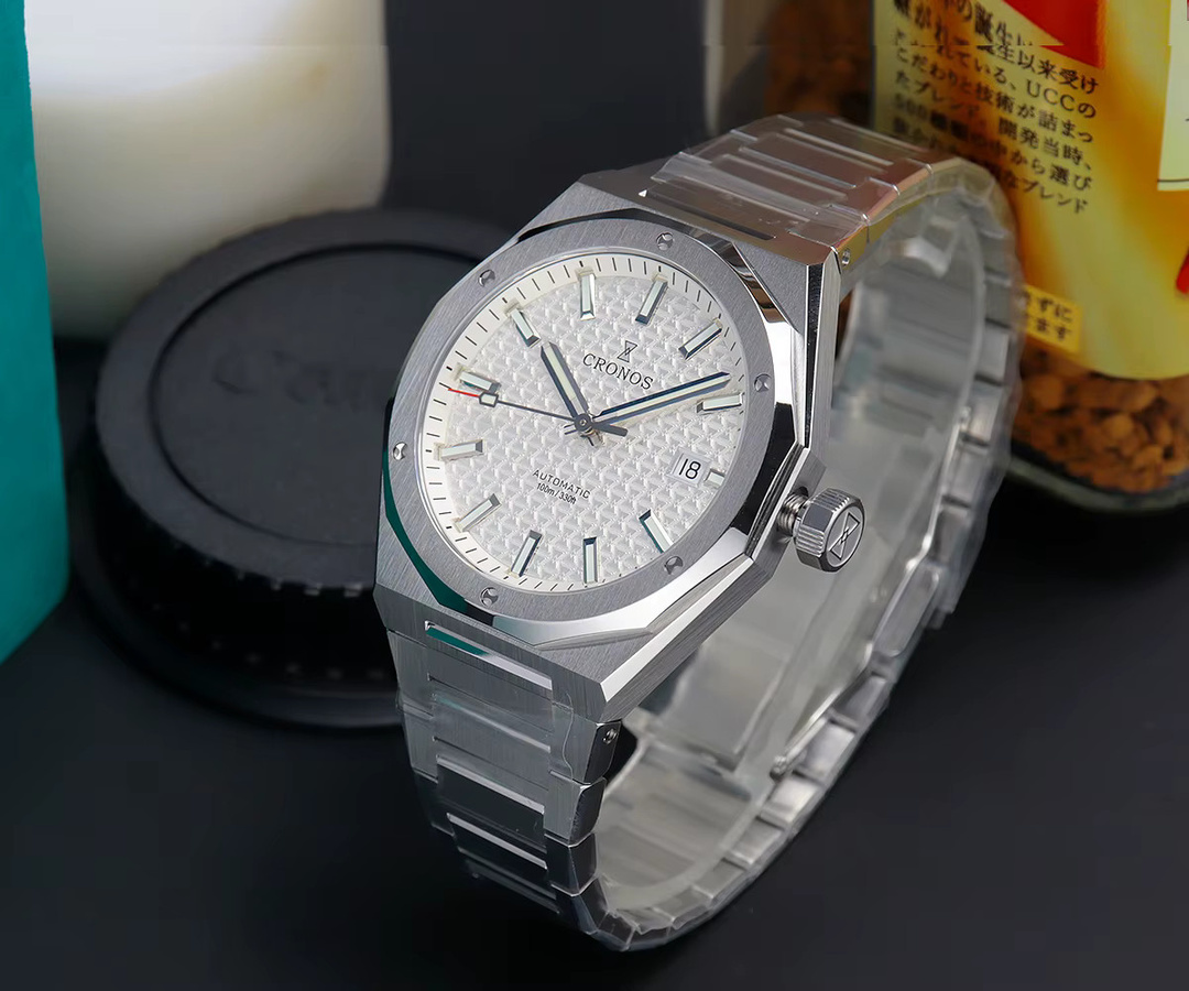 Cronos Armbanduhr Automatik, Edelstahl, Silber, 39 mm, Herren - Bild 4