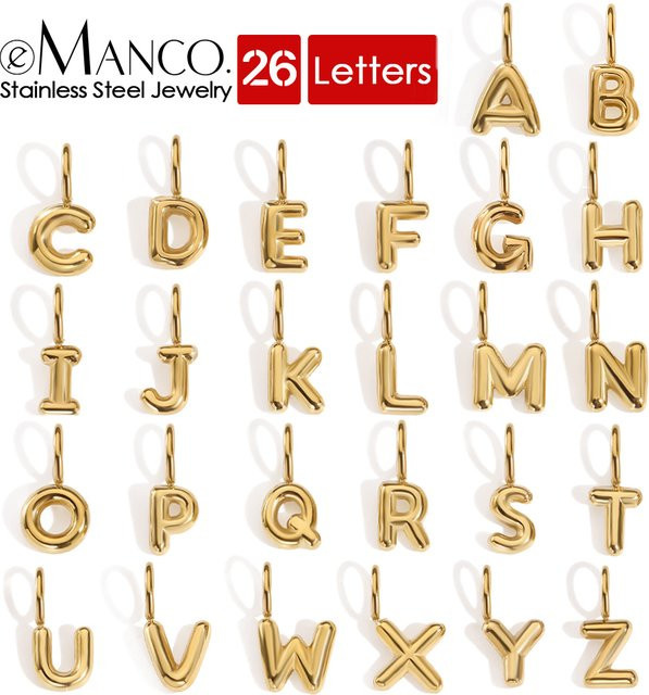 EMANCO Anhänger Edelstahl, 3D Bubble Alphabet, Gold, Unisex - Bild 1