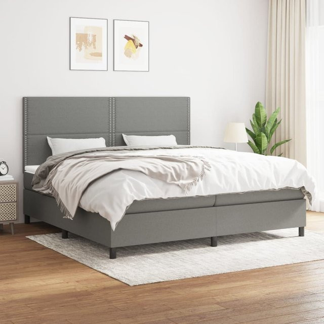 vidaXL Boxspringbett mit Matratze Hybrid-Design Dunkelgrau B/T/H: 200 x 200 x 128 cm - Bild 2
