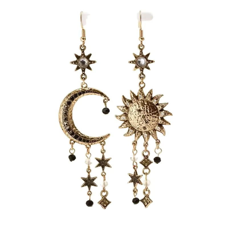 LOVE&NAME Tropfenohrring, Sonne Mond Sterne Quaste, Gold, Damen - Bild 3