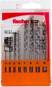 fischer Steinbohrer D-S Set 8-teilig mit Carbide-Spitze in Silber, Durchmesser 3-10 mm - Bild 1