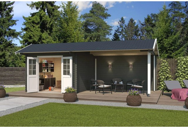 Lasita Maja Gartenhaus New York Satteldach in Grüngrau, B/H/T: 720 x 273,6 x 389,3 cm - Bild 1