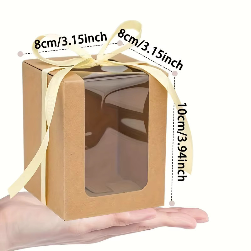Set mit 16 Kraftpapier-Geschenkboxen mit transparenten Fenstern in Weiß für Hochzeiten und Geschenke - Bild 3
