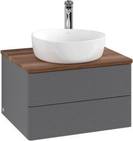 V&B Waschtischunterschrank Antao mit Frontstruktur in Anthrazit, B/T/H: 60 x 36 x 50 cm - Bild 1