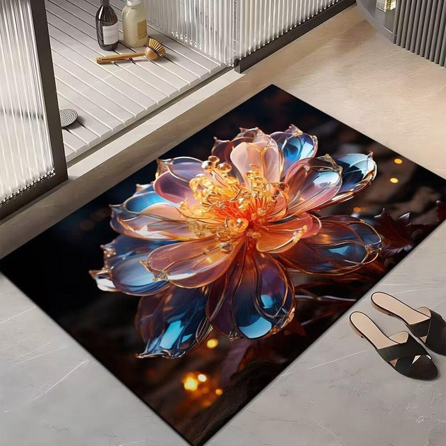 Saugfähige Badezimmer Bodenmatte aus Crystal Velvet in Multicolour, rutschfest und schmutzabweisend, B/T: 60 x 90 cm - Bild 1