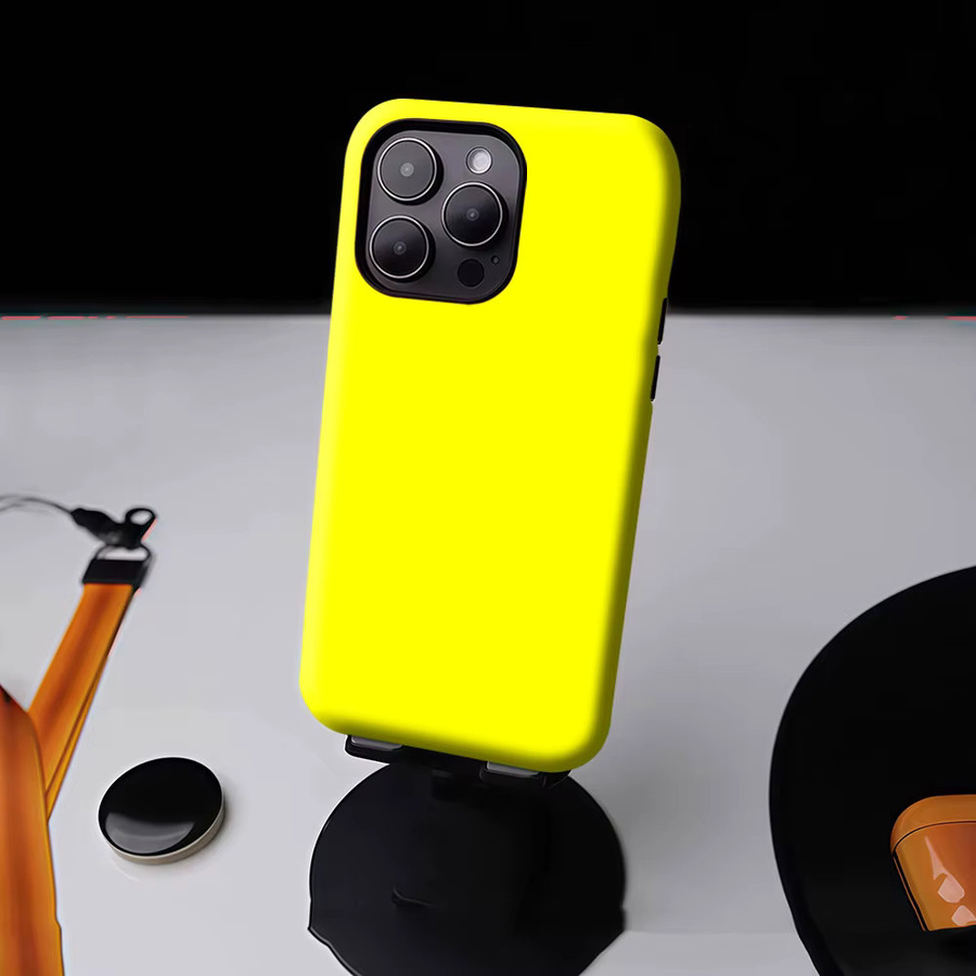 Aurbe Matte 2-in-1 MagSafe Hülle für iPhone 17 16 15 14 Plus Pro Max Stoßfeste Hartschale in Fluoreszierend Gelb - Bild 3