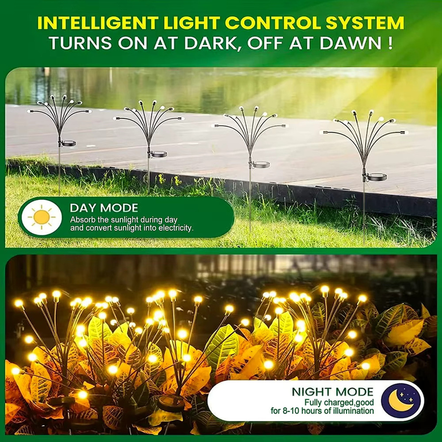 OSIDEN LED Solar Glühwürmchen-Lichterkette für den Außenbereich, dekorative Gartenbeleuchtung IP44 für Rasen, Hof und Gehwege - Bild 2