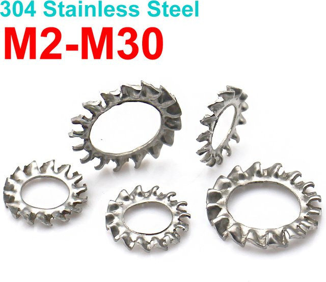 Zahnklemmringe aus 304 Edelstahl mit Außenverzahnung als Sicherungsscheiben in Silber für M2 bis M30 - Bild 1