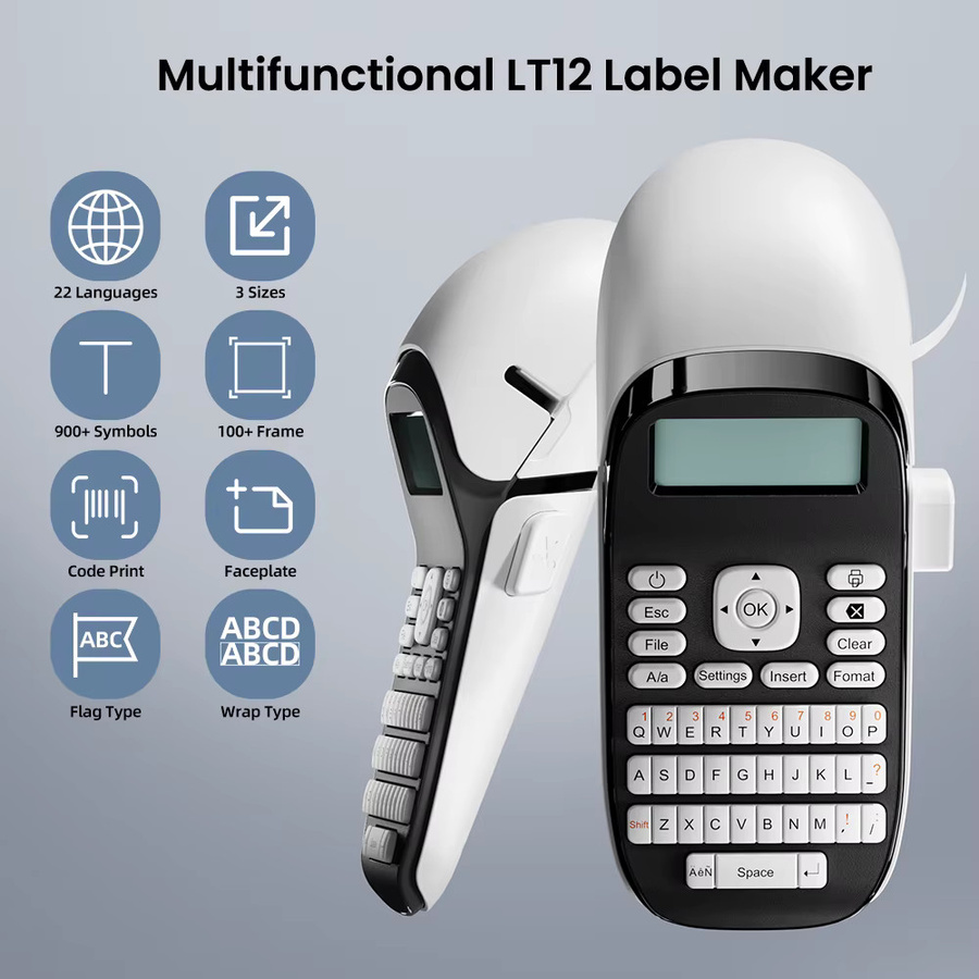 Phomemo LT12 Tragbarer Bluetooth Thermoprint Etikettendrucker in Weiß, kompatibel mit DYMO LT-100H Etiketten - Bild 2