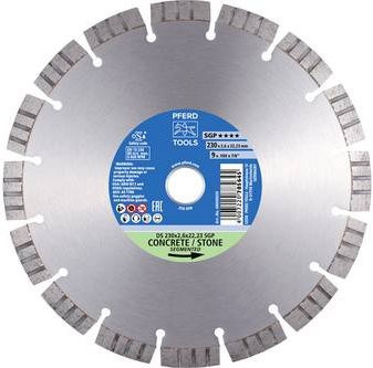 PFERD Diamanttrennscheibe DS SGP für Stein und Beton, Farbe: Silber, Durchmesser: 230 mm, Bohrungs-Ø: 22,23 mm, Breite: 2,4 mm - Bild 1