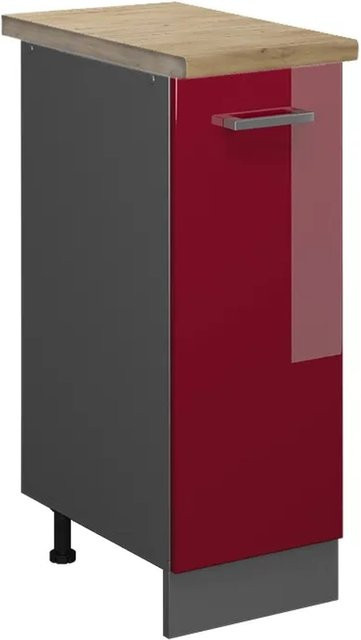 Vicco Apothekerschrank R-Line in Bordeaux Hochglanz und Anthrazit mit Eiche-Optik, B/T/H: 30 x 60 x 81,6 cm - Bild 1