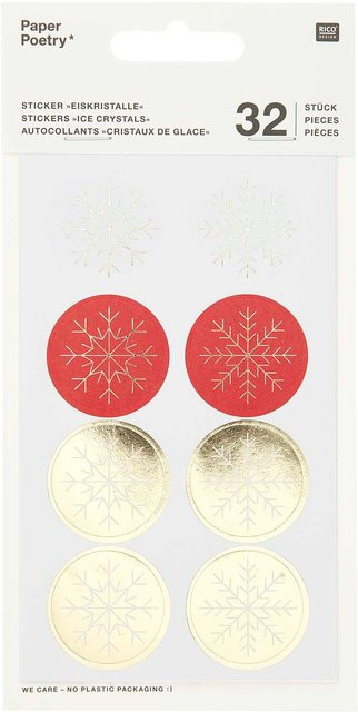 Rico Design Paper Poetry Sticker Schneeflocken, 4 Blatt - Bild 1