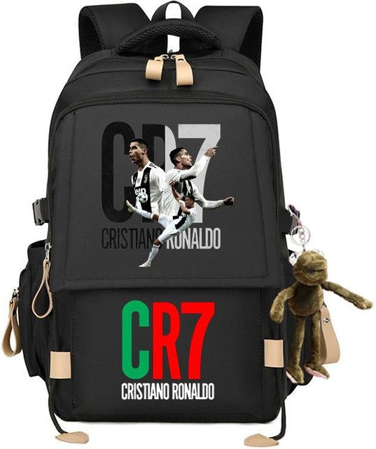 3-teiliges Schulrucksack-Set in Schwarz aus Oxford-Stoff mit großem Fassungsvermögen, Schultergurt und Federmäppchen inklusive Frosch-Anhänger - Bild 1