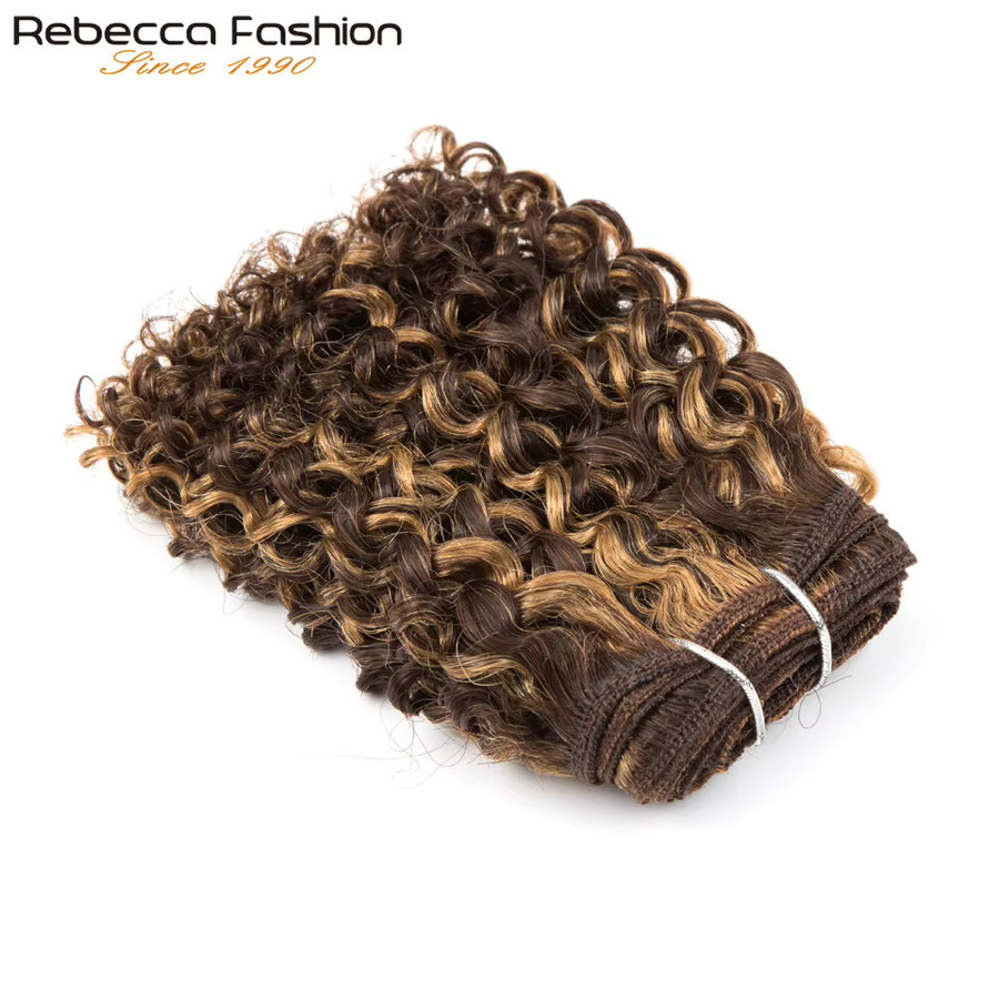 Rebecca Youth Kinky Curl Echthaar-Bündel, 6 Zoll, 5 Stück, P4/27 Highlight - Bild 2