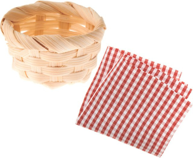 Rico Design Wichtelwelt Miniatur Bambuskorb mit Picknickdecke rot kariert - Bild 1