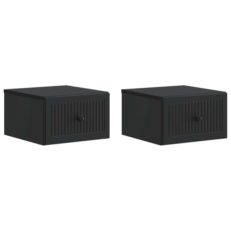 vidaXL Wandmontierter Nachttisch 2er-Set Schwarz Modern B: 33 cm, T: 34,5 cm, H: 20 cm - Bild 2