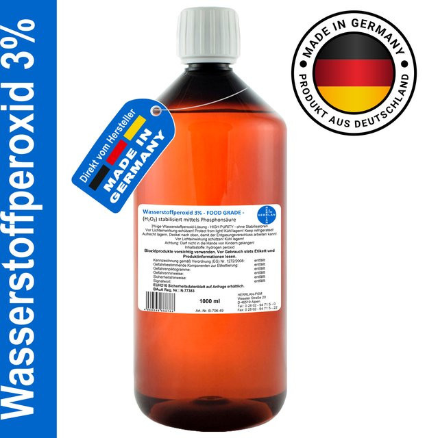 Herrlan Wasserstoffperoxid 3% Food Grade, transparent, 1 Liter - Bild 1