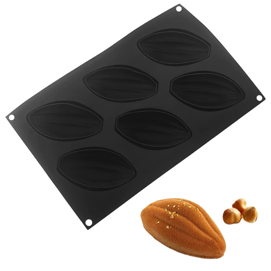 Meibum Silikonform für Olivenmousse-Kuchen mit 6 ovalen Mulden in Schwarz - Bild 2