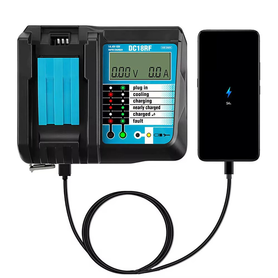 Makita DC18RCT Li-Ionen-Akku-Ladegerät für 18 V und 14,4 V Akkus, 3 A Ladestrom, Schwarz - Bild 2