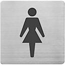 Hinweisschild WC Damen von Alco in Edelstahl gebürstet, quadratisch, silber-schwarz, B: 9 cm x H: 9 cm - Bild 1