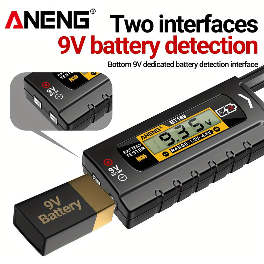 ANENG BT169 Digitaler Batterietester in Schwarz als Universal-Detektor für AA, AAA, 9V, 18650 und Knopfzellen - Bild 2