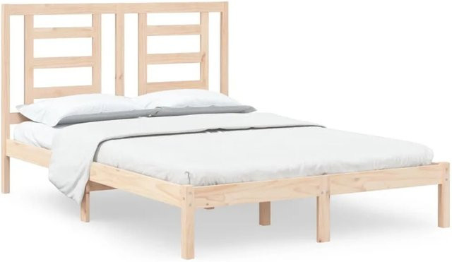 vidaXL Massivholzbett aus Kiefer in Braun mit rustikaler Optik, B/T: 140 x 190 cm - Bild 1