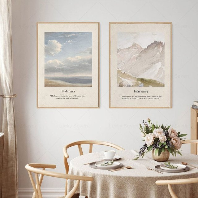 Inspirierendes Leinwand Poster mit Psalmen Bibelvers und Landschaftsmotiv von Potdemiel - Bild 1