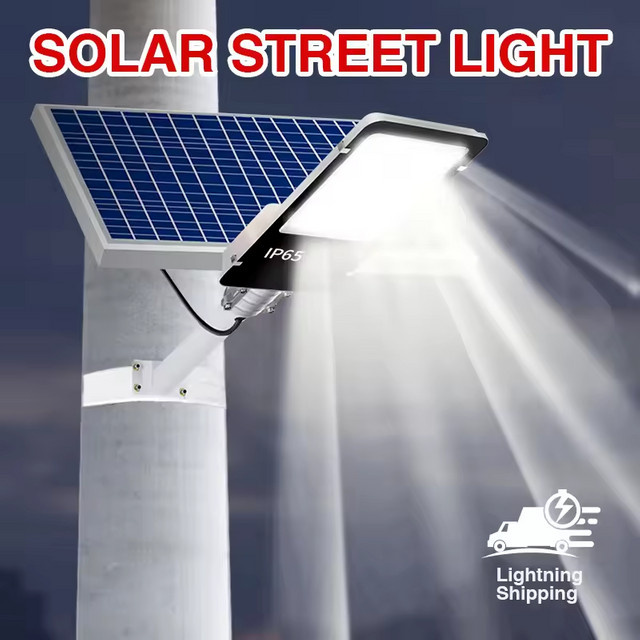 YQCHEZI Solar-LED-Straßenlaterne mit 6000 mAh Akku, 7500 K Cool Daylight und IP65 Wasserdichtigkeit inklusive Fernbedienung für Außenbereich, Garten und Terrasse - Bild 1