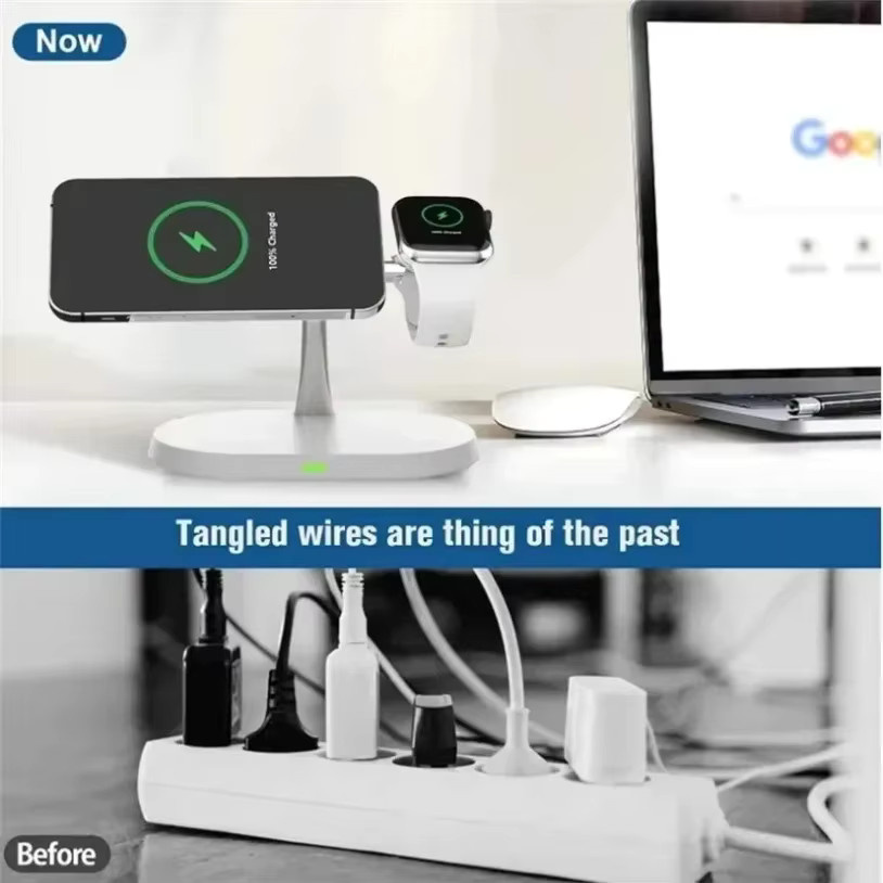 Opansten 3-in-1 Magnetisches Kabelloses Ladegerät für iPhone, iWatch und AirPods in Schwarz - Bild 6