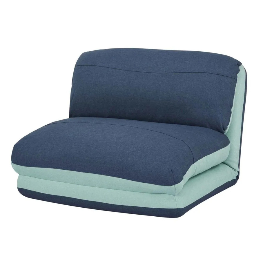 MCW Schlafsessel E68 Funktionssessel als Klappsessel und Relaxsessel in Hellblau/Dunkelblau aus Stoff und Textil mit Metallrahmen, Breite: 75 cm, Tiefe: 60 cm, Höhe: 217 cm - Bild 3