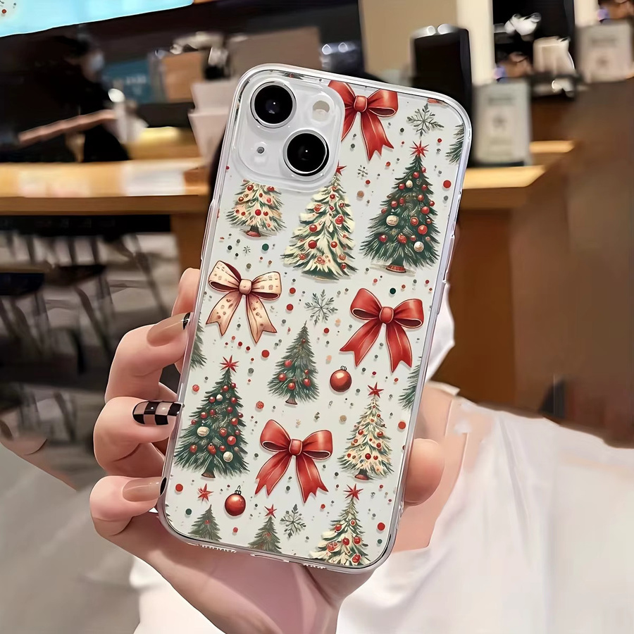Transparente TPU-Handyhülle mit Schleife und Weihnachtsbaummuster für iPhone 17 16 15 14 13 12 11 Pro Max Plus Mini und XS XR X 8 7 - Bild 4