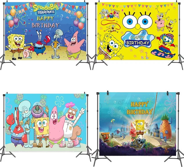 SpongeBob Schwammkopf und Patrick Star Vinyl Wandbehang als Fotohintergrund für Kindergeburtstage und Partys - Bild 1