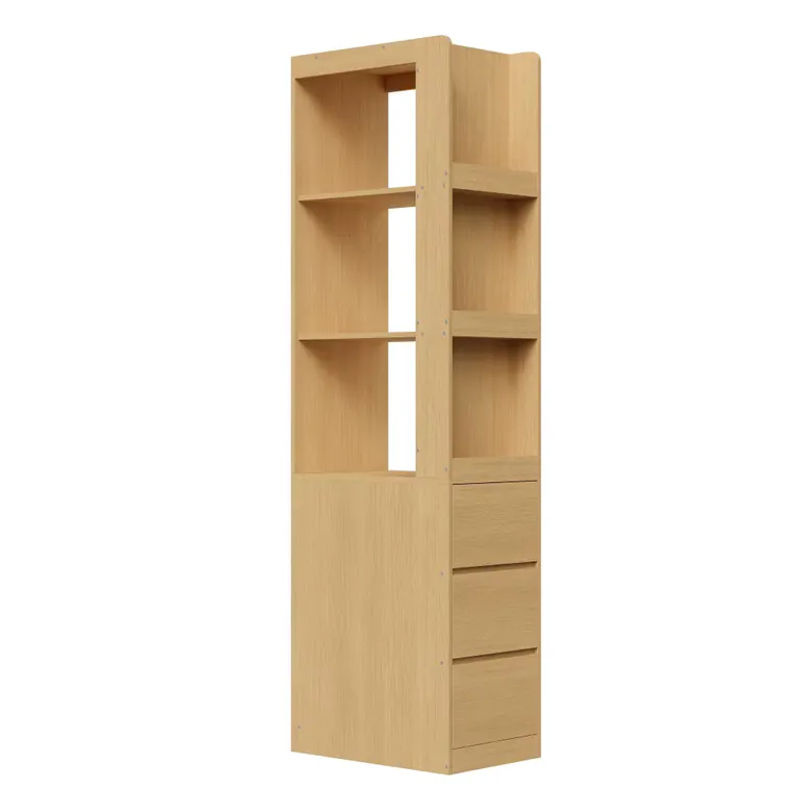 PINGGO schmales Bücherregal in Eiche mit 3 offenen Fächern und 3 Schubladen, B/T/H: 60 x 40 x 200 cm - Bild 2