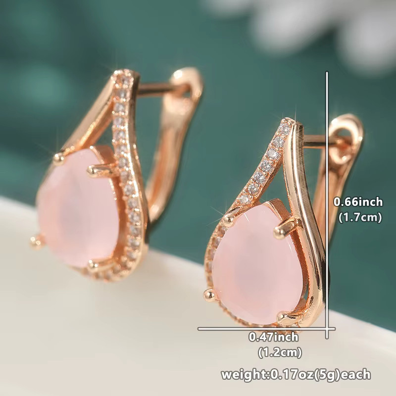YoYo Ohrringe, rosa synthetische Opal-Tropfen, Zirkonia, Damen, Roségold - Bild 4