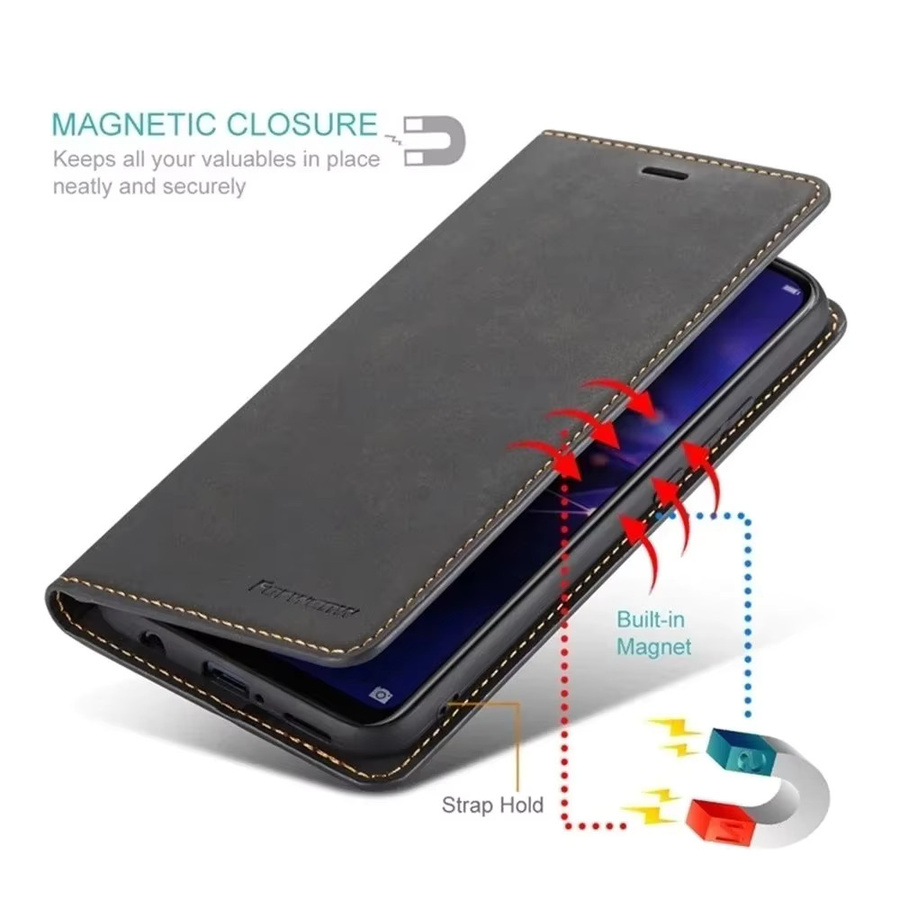 Samsung Leder-Brieftasche als Flip Cover für Galaxy S24 S23 S22 S21 S20 FE Ultra Plus S10 S9 S8 Plus A25 A52s A53 A12 A71 A51 in Braun - Bild 5