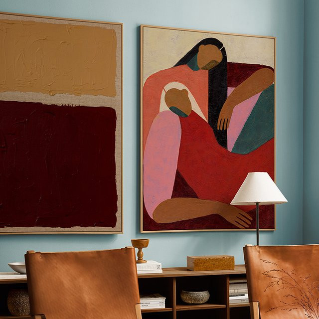 Reds Gallery Wandbild Abstrakte Figur auf Leinwand in Ocker und Multicolour für dein modernes Wohnzimmer - Bild 1