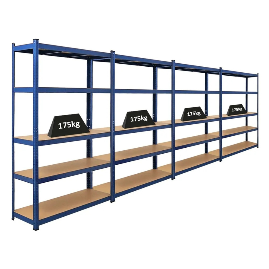4er Set PROREGAL Ragnar Schwerlastregal aus Metall und MDF-Holz, Blau, H x B x T: 180 x 120 x 40 cm - Bild 2