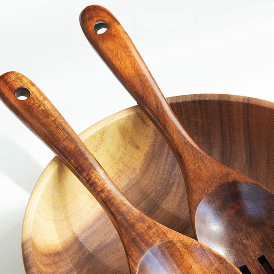 Uniturcky Akazienholz Salatbesteck Set aus Löffel und Gabel in Braun, Länge: 25,4 cm - Bild 5