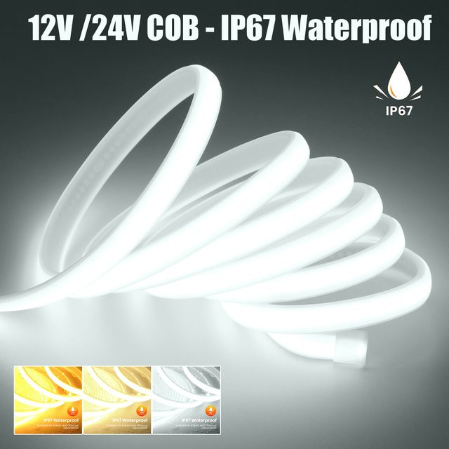 HEGEHE COB LED Streifen IP67 wasserdicht für Outdoor und Home Decor mit 2PIN/DC Kabel in den Farbtemperaturen 3000K, 4000K oder 6000K - Bild 1