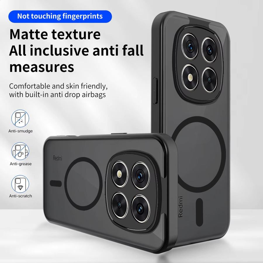 Magnetische Handyhülle für Xiaomi POCO X7 X6 M8 M7 M6 Pro F7 F8 Ultra POCO C85 in Schwarz, Matte Acryl Schutzhülle und stoßfeste Abdeckung - Bild 4