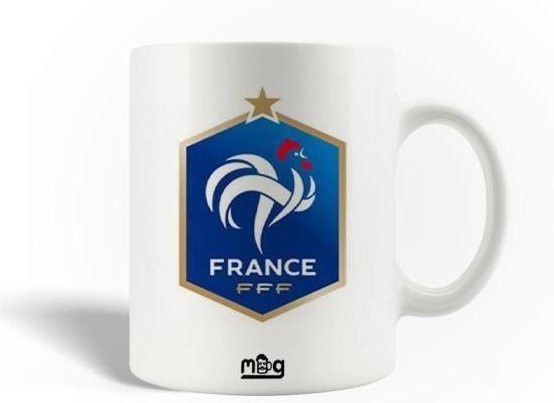 MANIACASE Tasse Équipe de France aus Keramik in Blau und Weiß, 300 ml, spülmaschinenfest und mikrowellengeeignet - Bild 1