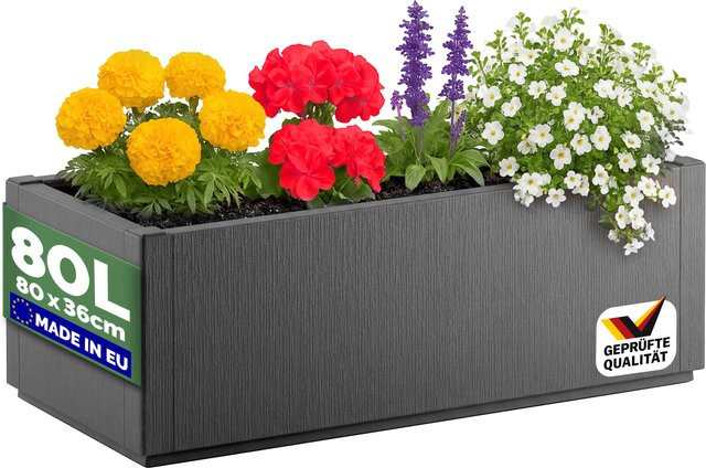 Blumentopf Ethica Anthrazit aus Kunststoff, B/T/H: 80 x 36 x 36 cm - Bild 1