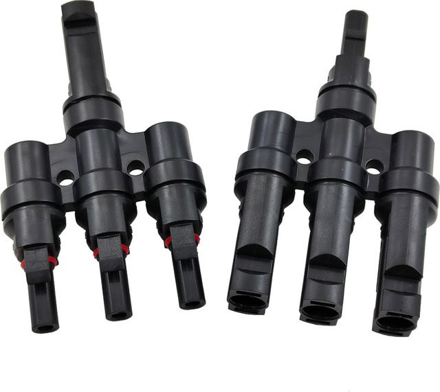CNMAWAY Solar-PV-Photovoltaik-Solarstecker Set mit 3-zu-1 T-Zweig, IP67, Schwarz, männlich und weiblich, DIY-Solar-Kit für Parallelschaltung - Bild 1