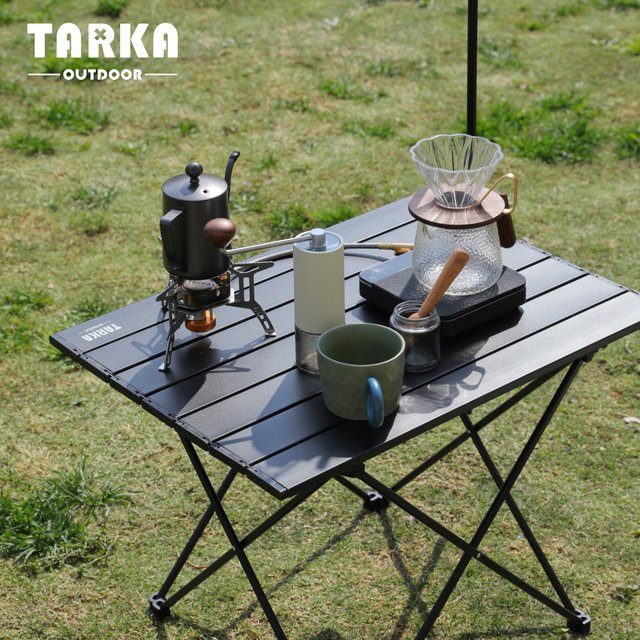 TARKA Camping-Tisch aus Aluminium-Legierung, klappbarer Eierroll-Tisch in Schwarz Matt - Bild 1