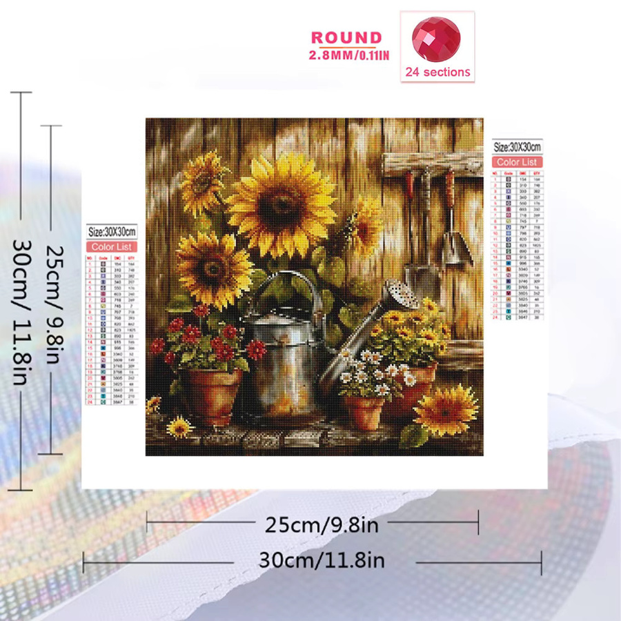 Momoart Diamant-Stickerei DIY Bastelset Sonnenblumen in Vase, Multicolour, B/H: 20 x 20 cm - Bild 2