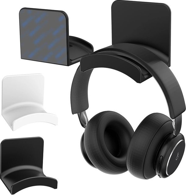 Universelle selbstklebende Kopfhörerhalterung für Wand, Schreibtisch oder PC in Schwarz - Bild 1