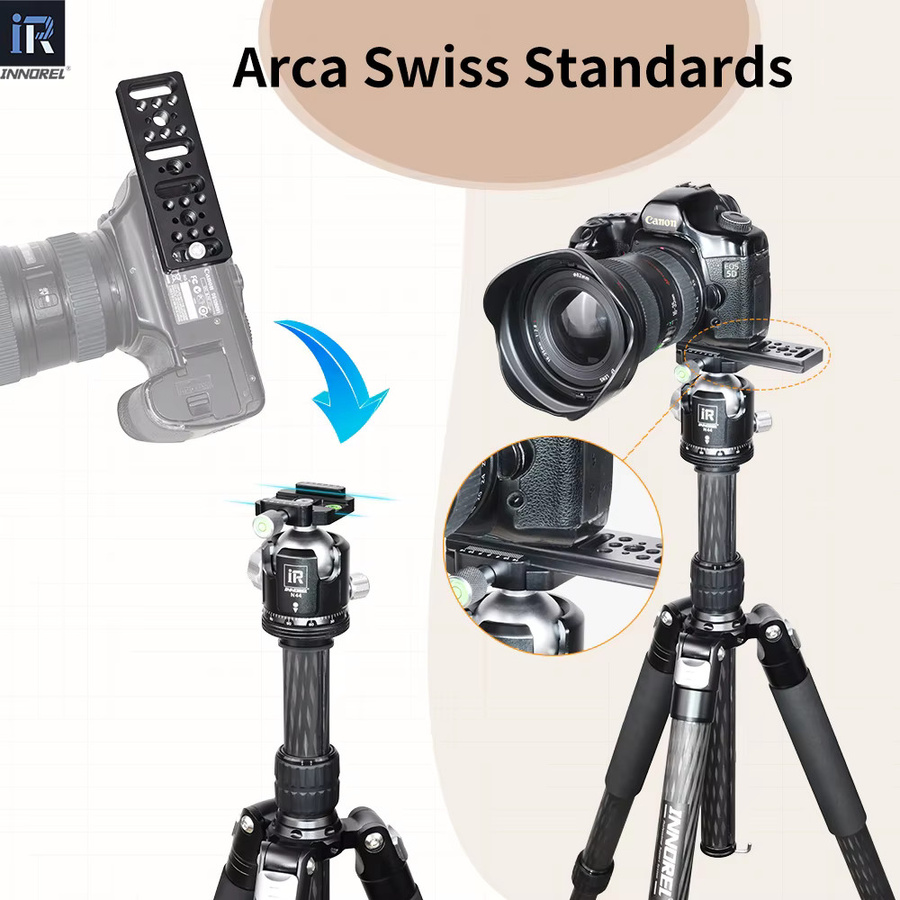 INNOREL CP1104 Multifunktionale Kameraplatte in Schwarz mit Arca-Swiss-Kompatibilität und integrierten ARRI-Positionierungslöchern - Bild 4