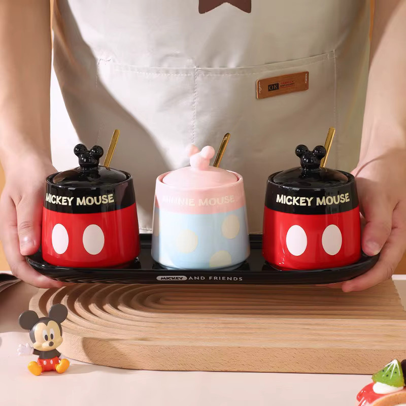 Disney Mickey Keramik Gewürzbehälter-Set in Multicolour mit Löffel für Salz, Pfeffer und Soßen - Bild 3