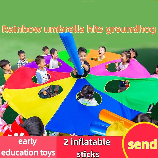 soulbao Buntes Regenbogen-Maulwurf-Schlagspiel mit Fallschirm, Outdoor-Sportaktivitäts-Set - Bild 1